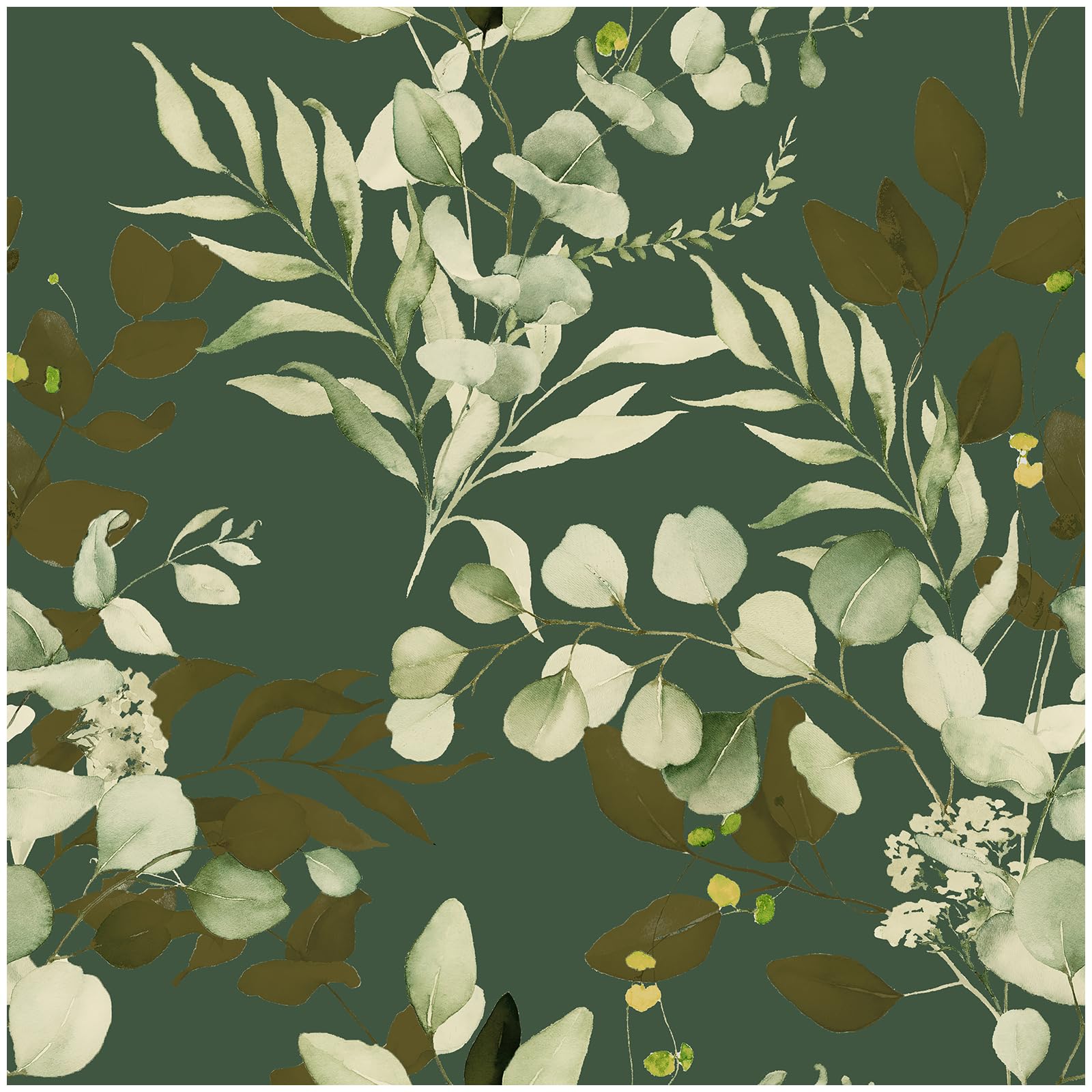 Photo 1 of HAOKHOME Peel and Stick Wallpaper Boho Sage Green Eucalyptus Leaf Floral Wall Mural Home Nursery Decor Renter Friendly Wallpaper 17.3in x 9.8ft