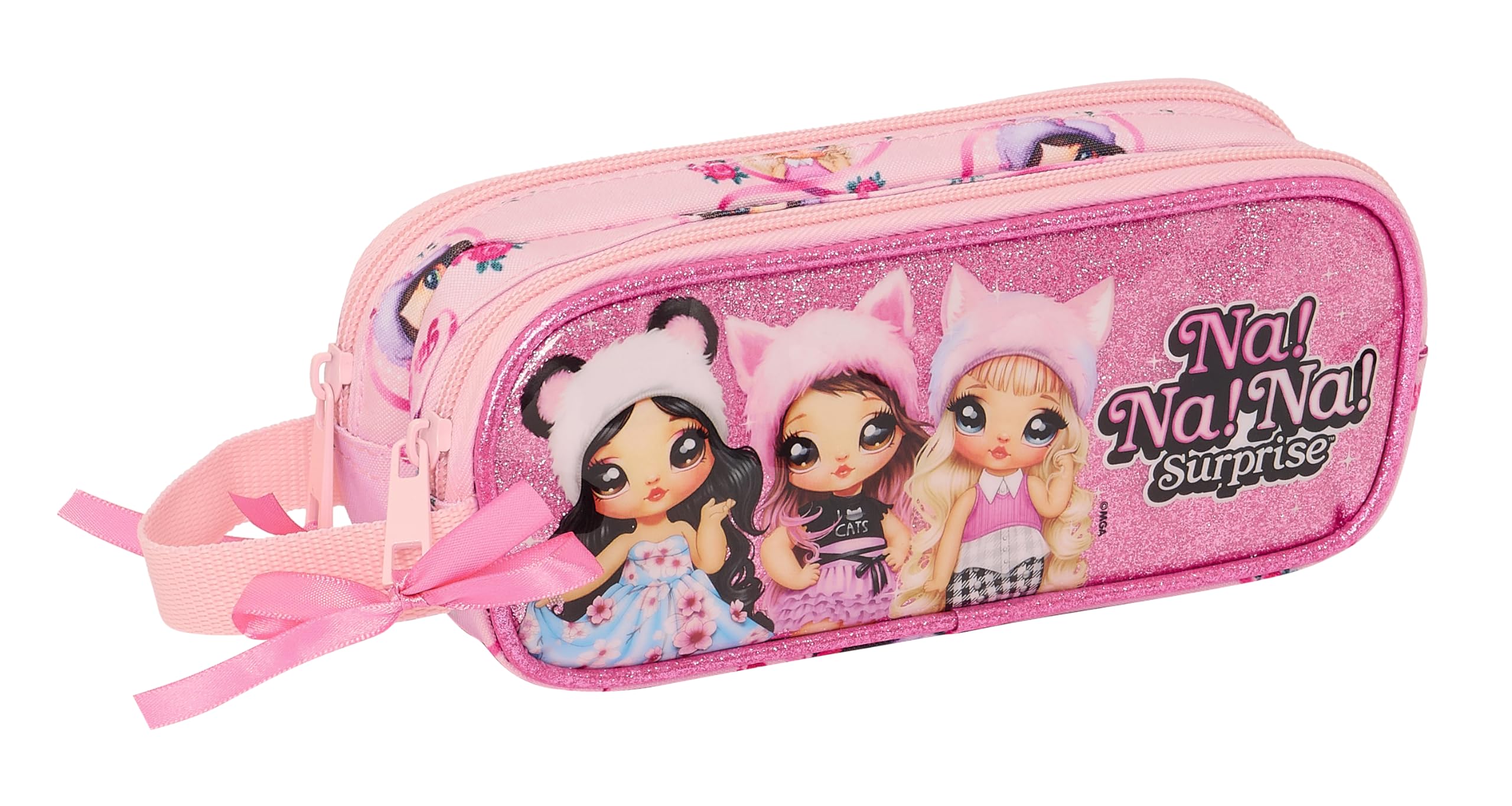 Safta NANANA Fabulous – Double Child's Pencil Case, Children's Pencil Case, Ideal for School-Age Children, Comfortable and Versatile, Quality and Resistance, 21 x 6 x 8 cm, Pink, Pink, Estándar,
