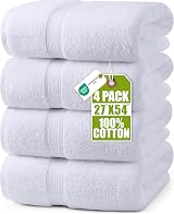 Utopia Towels 4 Piece Bath Towels Set Premium 100% Ring Spun Cotton White