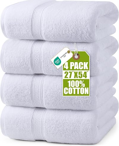 Utopia Towels 4 Piece Bath Towels Set Premium 100% Ring Spun Cotton White