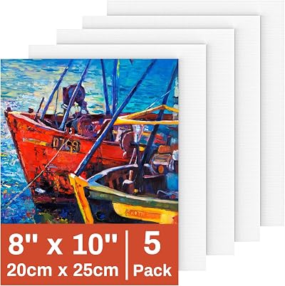 Koncci Canvas for Painting 20x25cm 5 Pack Acid-Free Cotton Blank Boards