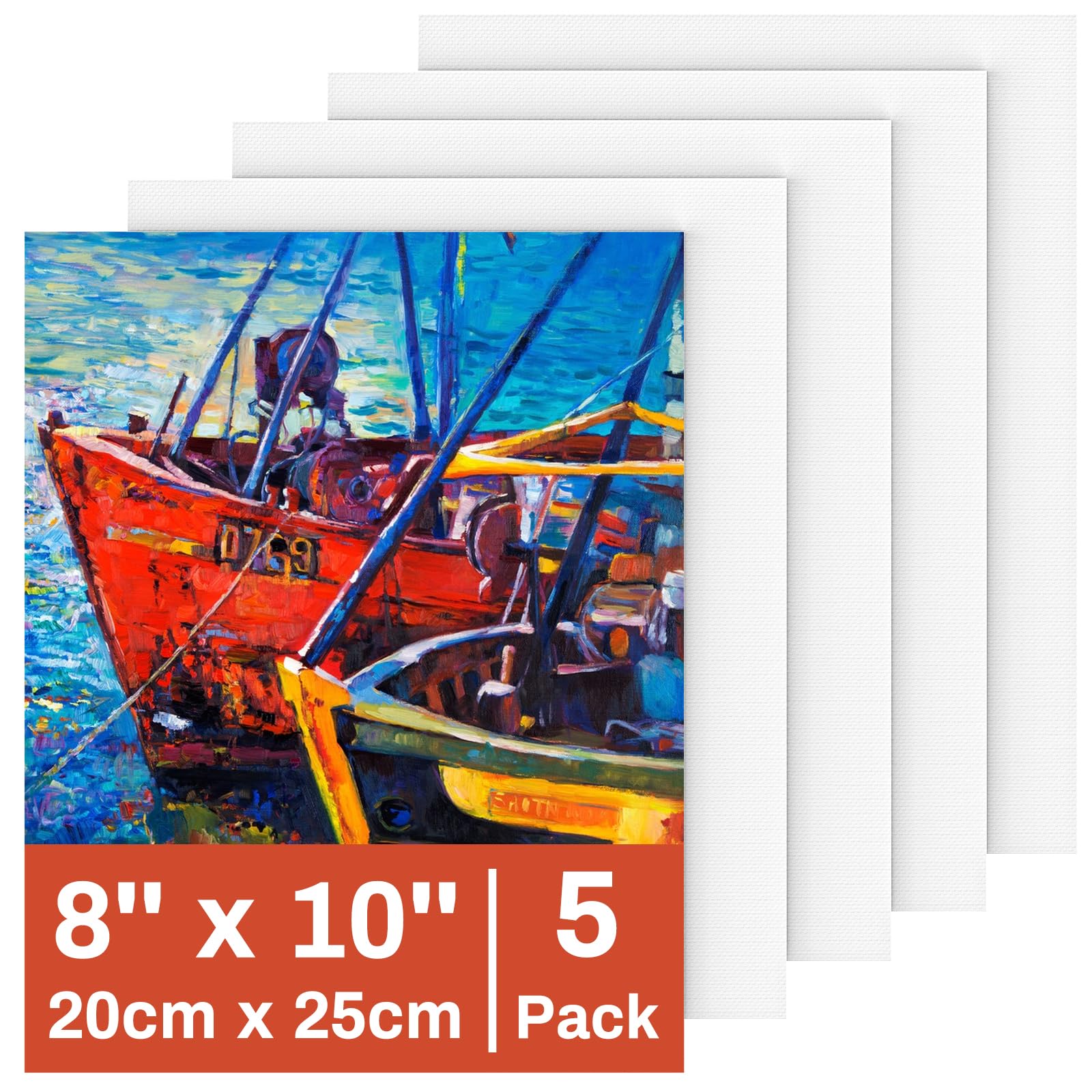 5 Packs Canvas for Painting 8 x 10 Inch, Cotton Acid-Free Blank Canvas Board for Acrylic Paint, Oil Paint & Wet Water Art Media, Kids Hobby Painters and Beginners