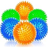 SHARLOVY Squeaky Balls for Pet Small Puppy, 6 Pack TPR Fetch Spike Balls | Rubber 6 Pack Bright Colors Chew Teething Dog Toys, for Clean Teeth and Training, for Puppy Chew and Teething