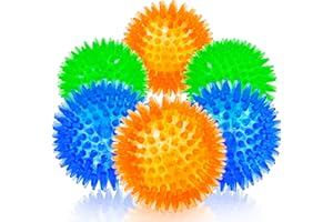 SHARLOVY Squeaky Balls for Pet Small Puppy, 6 Pack TPR Fetch Spike Balls for Dogs, Rubber 6 Pack Bright Colors Chew Teething Dog Toys, for Clean Teeth and Training, for Puppy Chew and Teething
