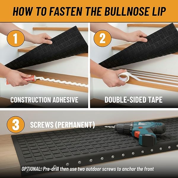 OTTOMANSON BULLNOSE STAIR TREADS OUTDOOR – DOTS HEAVY-DUTY NON-SLIP STAIR MATS – BEST GRIP ON CONCRETE, BRICK & TEXTURED STEP – FASTENING REQUIRED FOR WOODEN & RV STEPS, PACK OF 5