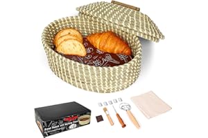 Large Bread Basket with Warming Stone with Lid -Terra Cotta Bread Warmer, 12.6*8.3 Oval Bread Basket with Warmer - Gifts for 