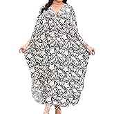 cthseie Plus Size Women’s Kaftan Dress V-Neck, Batwing Sleeve Beach Cover Up for Vacation, Lightweight Caftan Dresses