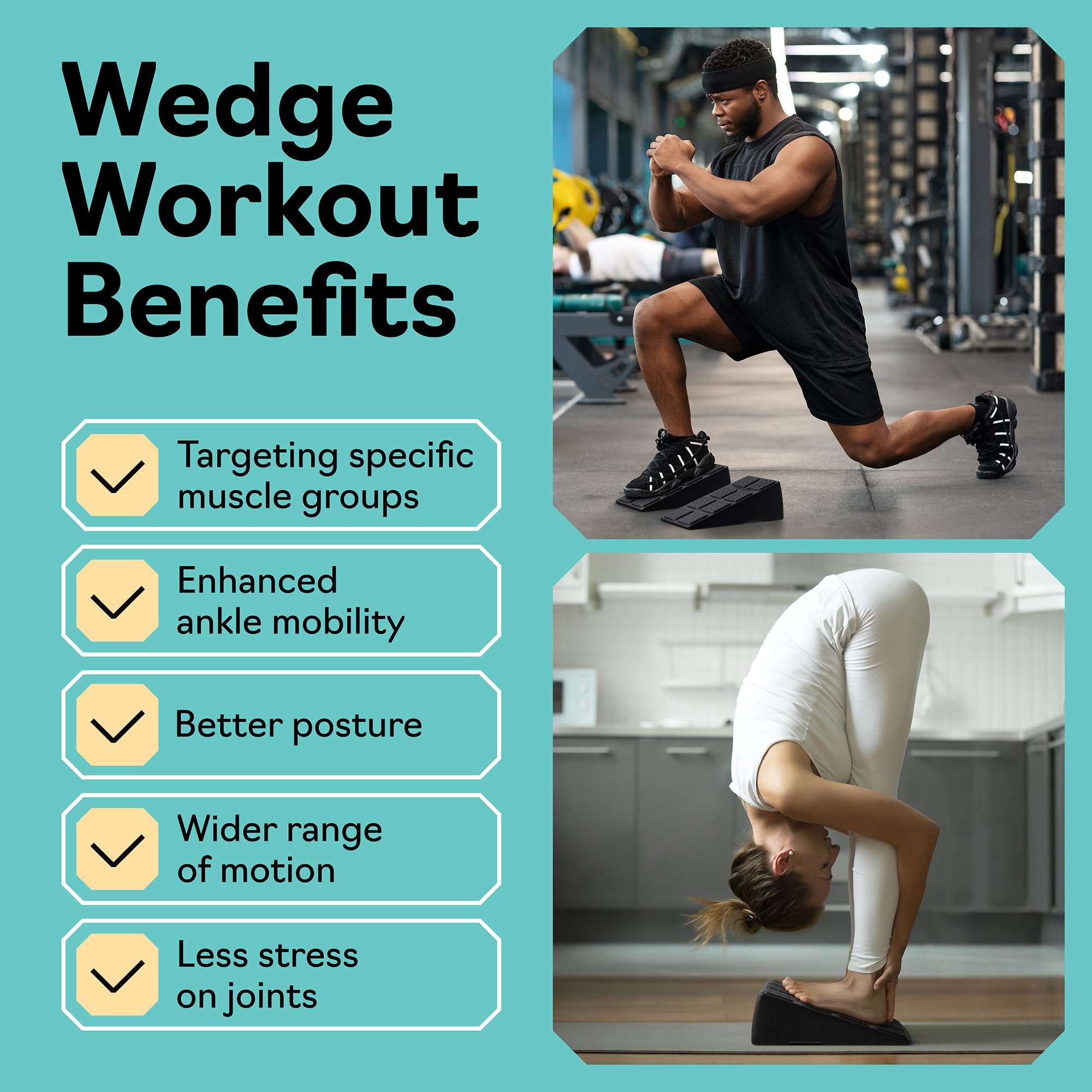 Squat Wedge - Squat Wedge Block 520 LBS Weight Capacity - Slant Board for Calf Stretching - Calf Stretcher Slant Board - yoga blocks