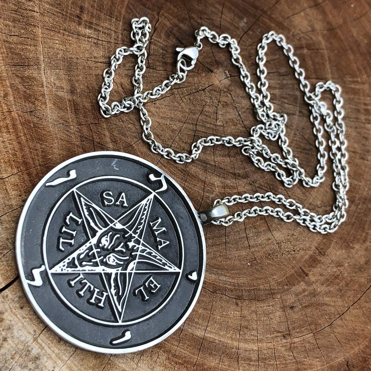OhDeal4U Pendant Necklace Samael Lilith Sigil of Baphomet Pewter