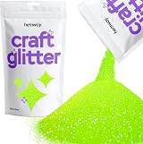 Hemway Fluorescent UV Neon Green Microfine Glitter 100g for Crafts