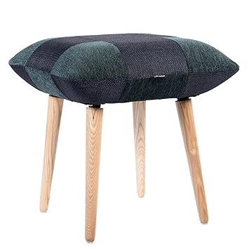 Decostyle PU Foam Quad Stool with Solid Wood Legs for Living Room/Bed Room