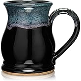 Uncommon Clay 16oz Potbelly Coffee Mug Handmade in the USA (Glossy Black/Green)