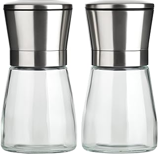 B.PRIME 2er Set Gewürzmühle Classic I Manuelle Gewürzmühle mit Mahlwerk aus Keramik I Salzmühle I Pfeffermühle