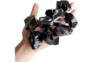 Luckeeper 1 lb Rough Crystals Bulk Raw Black Obsidian Quartz Healing Stones for Tumbling, Wire Wrapping, Wicca Reiki,Meditation and Home Decor