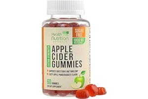 HEALTH NUTRITION NATURALS Apple Cider Vinegar Gummies 1000mg - Max Strength Sugar Free ACV Gummy Vitamins, Supports Metabolism & Energy, Keto Friendly, Vitamin B12, Gelatin-Free, Gluten-Free, Vegan & Non-GMO - 60 Gummies