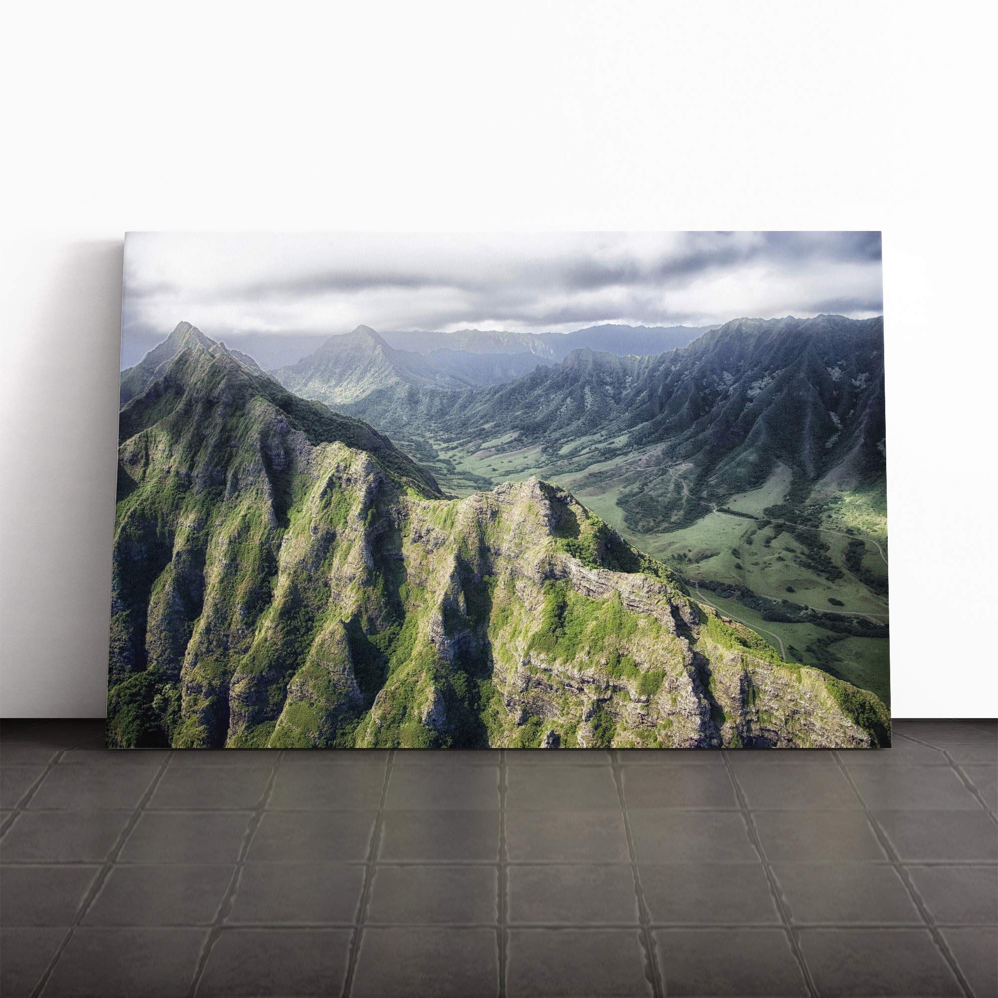 Landscape Hawaii Mountain Canvas Print | Gallery Wrapped 30mm Frame Wall Art | 20x14 inches | Ready to Hang | Modern Landscape Picture | Living Room Bedroom Lounge Office