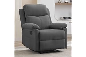 Korser Recliner Chair, Manual Recliner for Adults with Side Pocket, Small Recliners for Small Spaces, Adjustable Comfy Overstuffed Corduroy Reclining Chairs for Living Room, Reading, Bedroom, Grey