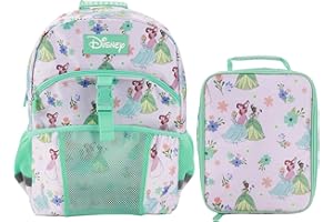 Bioworld Disney Princesses 2-Piece 16" Premium Backpack & Lunch Kit Set For School And Travel
