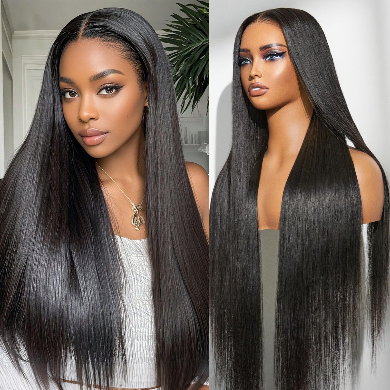 Straight Human Hair Wig For Women,HD Lace Front Wigs Human Hair 200% Density, Brazilian Virgin Wig 13x4 Wig Human Hair Pre Plucked With Natural Hairline 24 Inch — image 1