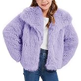 Rousytn Girls Faux Fur Coat Fluffy Furry Fleece Jacket Kids Warm Winter Shaggy Outwear with Pockets 5-14 Years