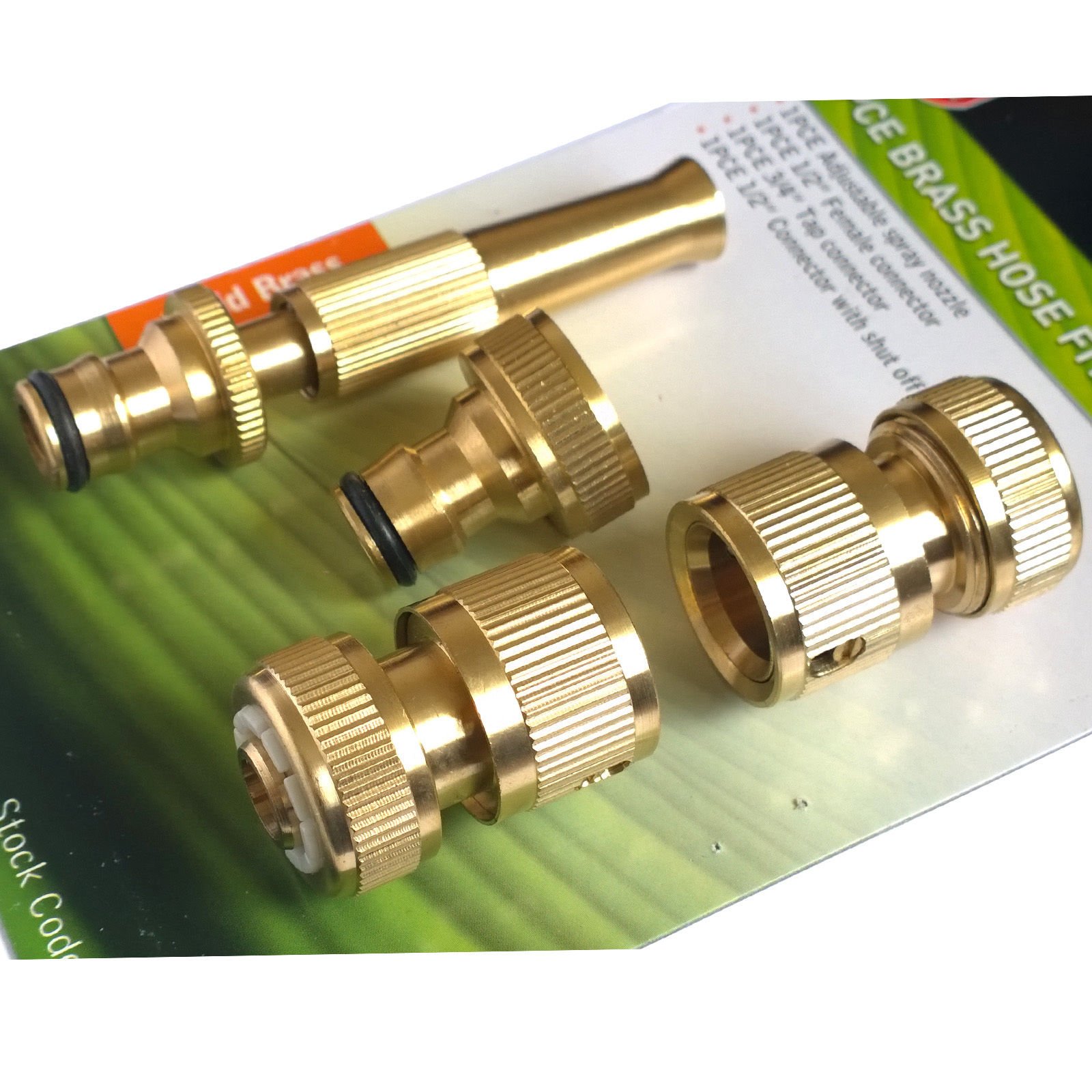Tech Traders ® 4 Pcs Brass Hose Pipe Fitting Set/Garden Tap Hosepipe Quick Connectors & Spray Nozzle