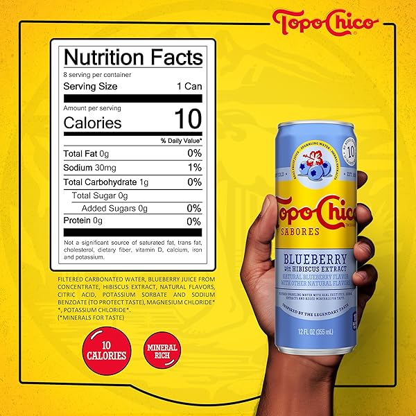 TOPO CHICO SABORES BLUEBERRY WITH HIBISCUS EXTRACT 12OZ 8PK