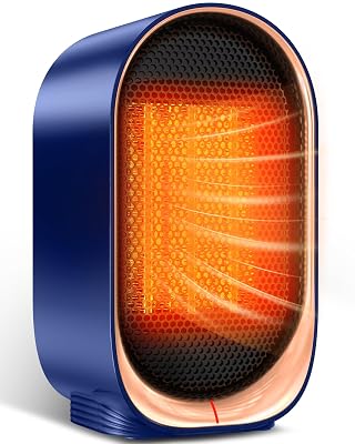 Space Heater, Portable Heater for Indoor Use, Small Electric Heaters with Overheat & Tip-Over Protection, Mini Desk Heaters for Office Bedroom Bathroom, Compact & Efficient Heating, Blue
