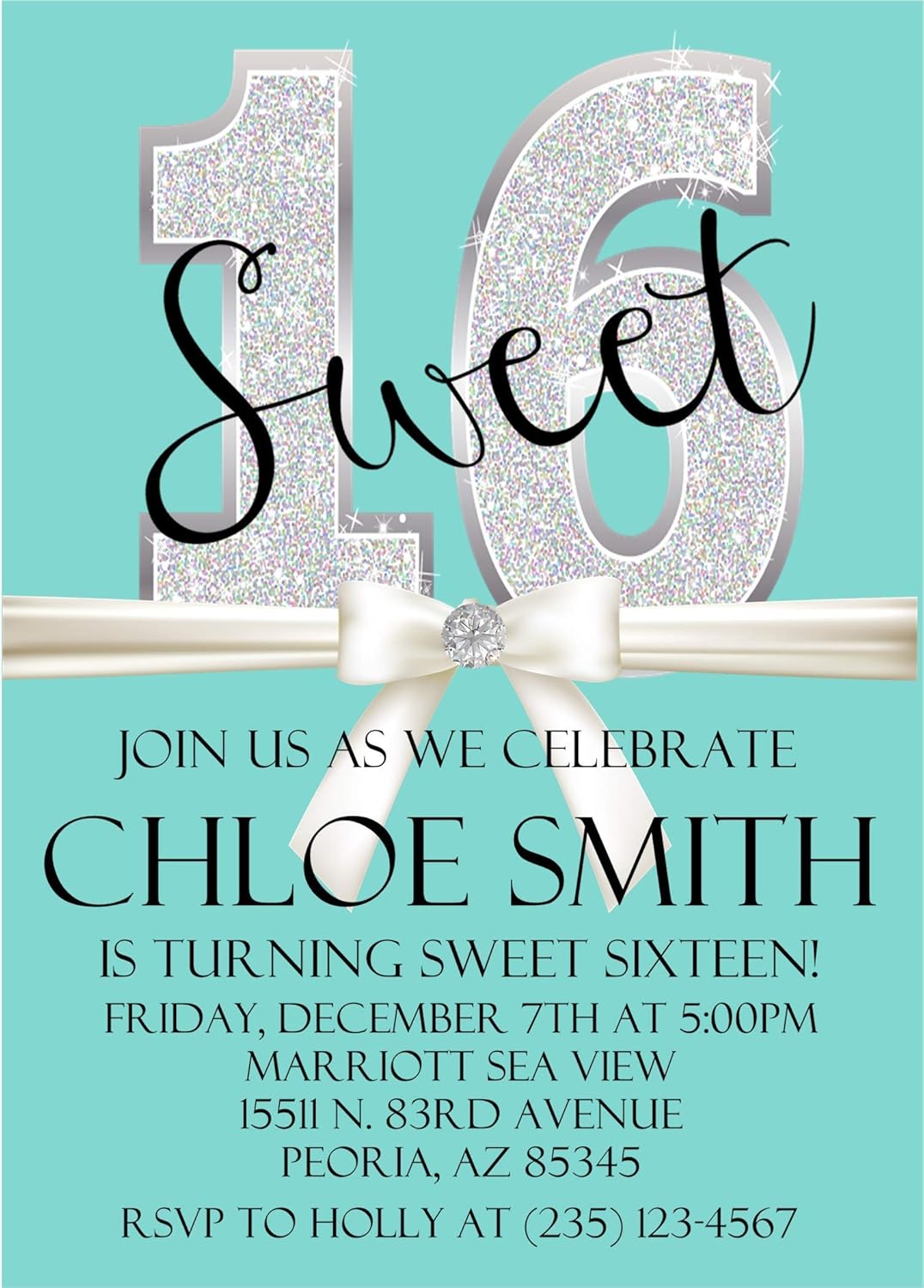 Tiffany Sweet 16 Birthday Party Invitations With Envelopes