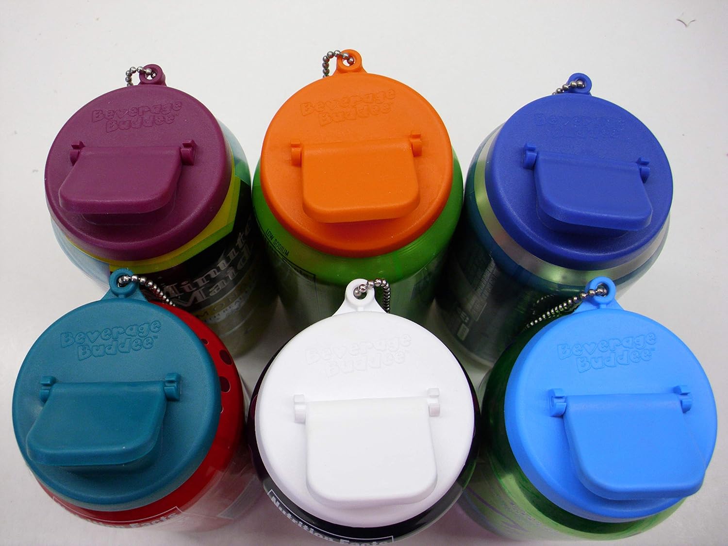 Beverage Budde Can Cover - Can Cover For Standard Size Soda/Beer/Energy Drink Cans - Made In The USA - BPA-PCB Free - Assort Colors - 6 pack (Keychain)