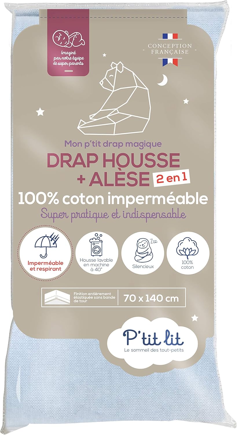 Ptit Lit Impermeable Blanc 100 Coton Respirant Drap Housse 60x1 Cm Oeko Tex Protege Matelas Bebe 2 En 1 Souple Et Silencieux Alese Bebe Puericulture Matelas Et Linge De Lit Mkyra Org