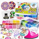 Goody King Board Fuse Beads Iron Set - Fuse Bead Kit for Kids Crafts with Bead Pegboard and Aqua Pony Beads, Pixel Art and Craft Kit (Large Set with Iron)