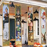 Halloween Decorations Outdoor Haunted Mansion Stretching Portraits Banner | Vintage Halloween Door Hanging Porch Sign Outdoor Horror Poster Banner for Indoor Holiday Home Wall Art Wallpaper Party