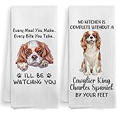 XNXLDYLH Funny Cavalier King Charles Dog Gifts Kitchen Towels and Dishcloths for Women Men Kids, Cavalier King Charles Spaniel Dog Gifts Decor Dish Hand Tea Towels Sets of 2 for Kitchen, 16x24 Inch