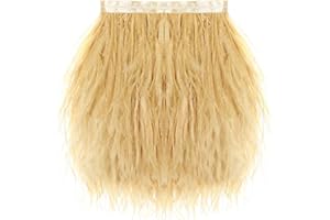SOGUGOM Gold Ostrich Feather Trim - 1.5Ply 2Yards 4 Inch Feathers Fringe Ribbons Trim for Sewing, Dress, Craft Projects, Chri