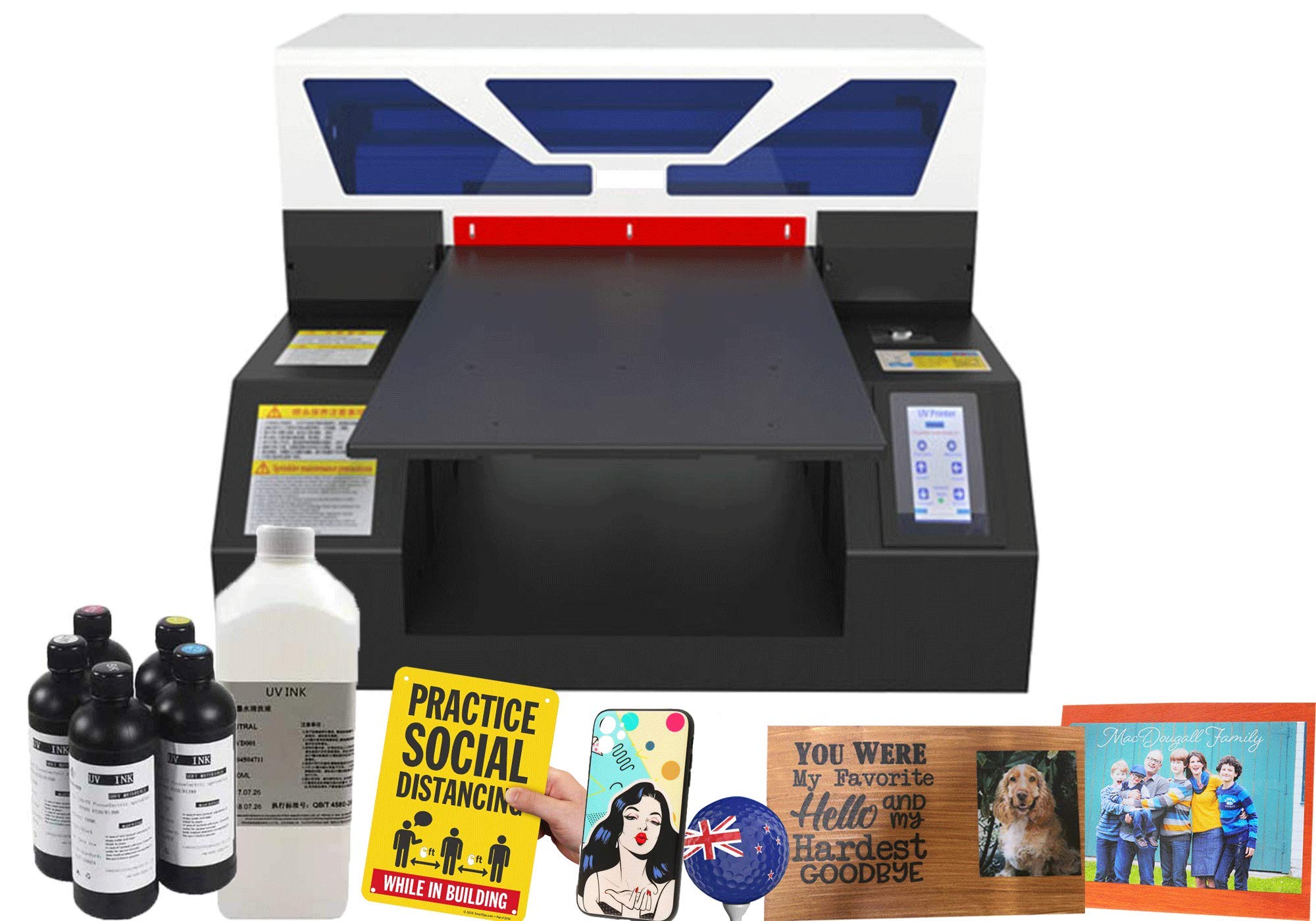 A3 UV Printer,Automatic Height Adjustment Printer,UV Flatbed Printer for PVC Card/Bottle/Phone Case/