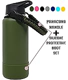One MissionX Paracord Handle and Protective Silicone Bottom Boot Cover Set - Compatible with Hydro Flask 32-40 oz Wide Mouth Water Bottles Accessories
