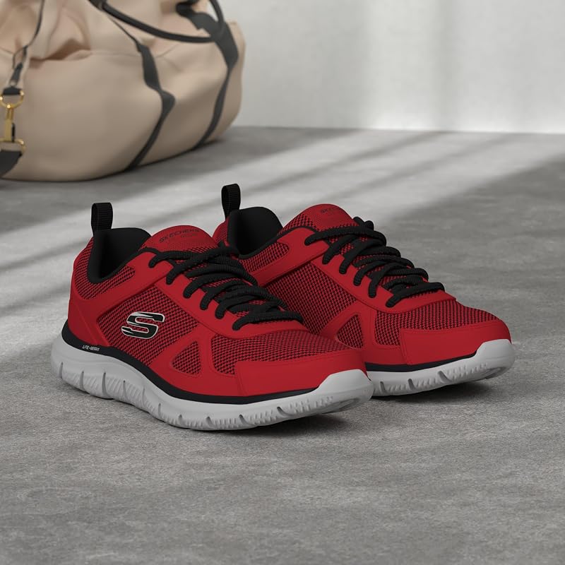 Track Bucolo, Ténis de corrida masculinos, vermelhos (couro vermelho/malha preta/acabamento, 42 EU