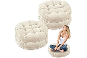 Jerify Floor Pillow Cushions 22 x 22 Inch Round Square Large Meditation Floor Pillow for Classroom Adult Meditation Picnic Party Cushion for Seating Gift Christmas(Round,Beige,4 Pcs)