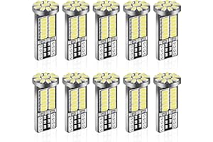 iFunyLED 10 Pieces 194 LED Bulb Super Bright 6500K T10 168 2825 W5W 34-SMD 3014 Chipsets Replacement Bulbs for Car Trunk Interior Dome Map Door Dash Courtesy License Plate Lights - Xenon White