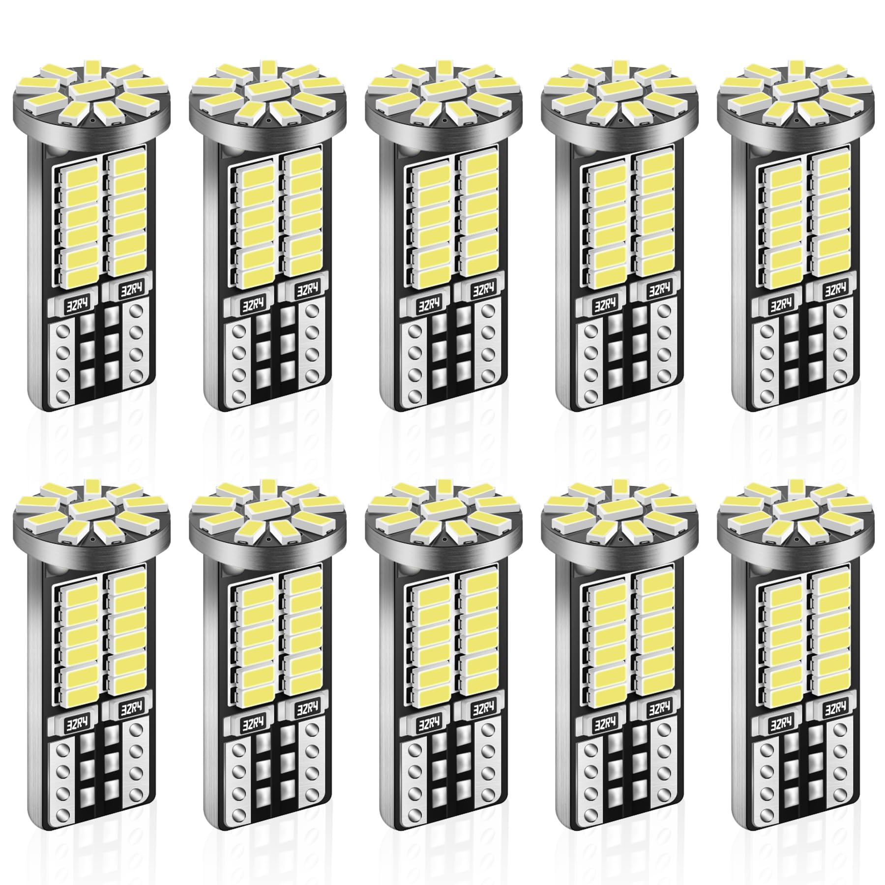 Photo 1 of iFunyLED 10 Pieces 194 LED Bulb Super Bright 6500K T10 168 2825 W5W 34-SMD 3014 Chipsets Replacement Bulbs for Car Trunk Interior Dome Map Door Dash Courtesy License Plate Lights - Xenon White