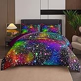 Tailor Shop 5 Pieces Galaxy Comforter Set Full Size Space Blue and Purple Starry Sky Night Pattern Bedding Set for Girls Boys Kids Twin Size(1 Comforter, 1 Flat Sheet, 1 Fitted Sheet, 2 Pillowcases)