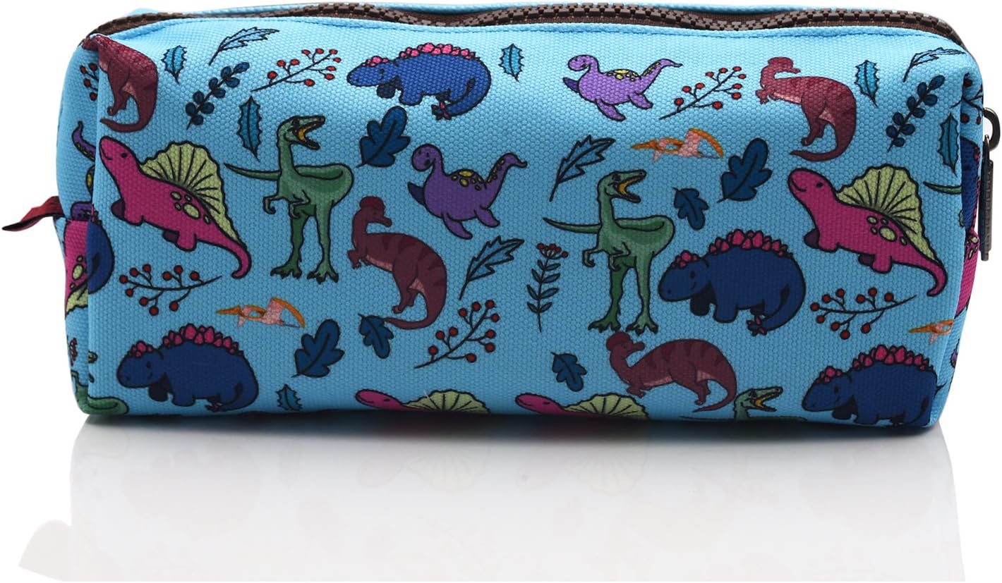 LParkin Dinosaur Pencil Case Canvas Pen Bag Pouch Stationary Case Makeup Cosmetic Bag Gadget Box School Supplies - Image 3