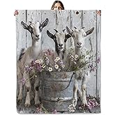 Goat Farm Throw Blanket for Girls Boys Kids Adults, 50x60 in, Cozy Flannel Blanket for Bedroom, Camping, Couch, Room Decor, Fuzzy Warm Soft Gifts