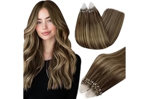 Full Shine Micro Ring Hair Extensions Human Hair Color 4/24/4 Micro Link Hair Extensions Real Hair 50G Fusion Prebonded Exten