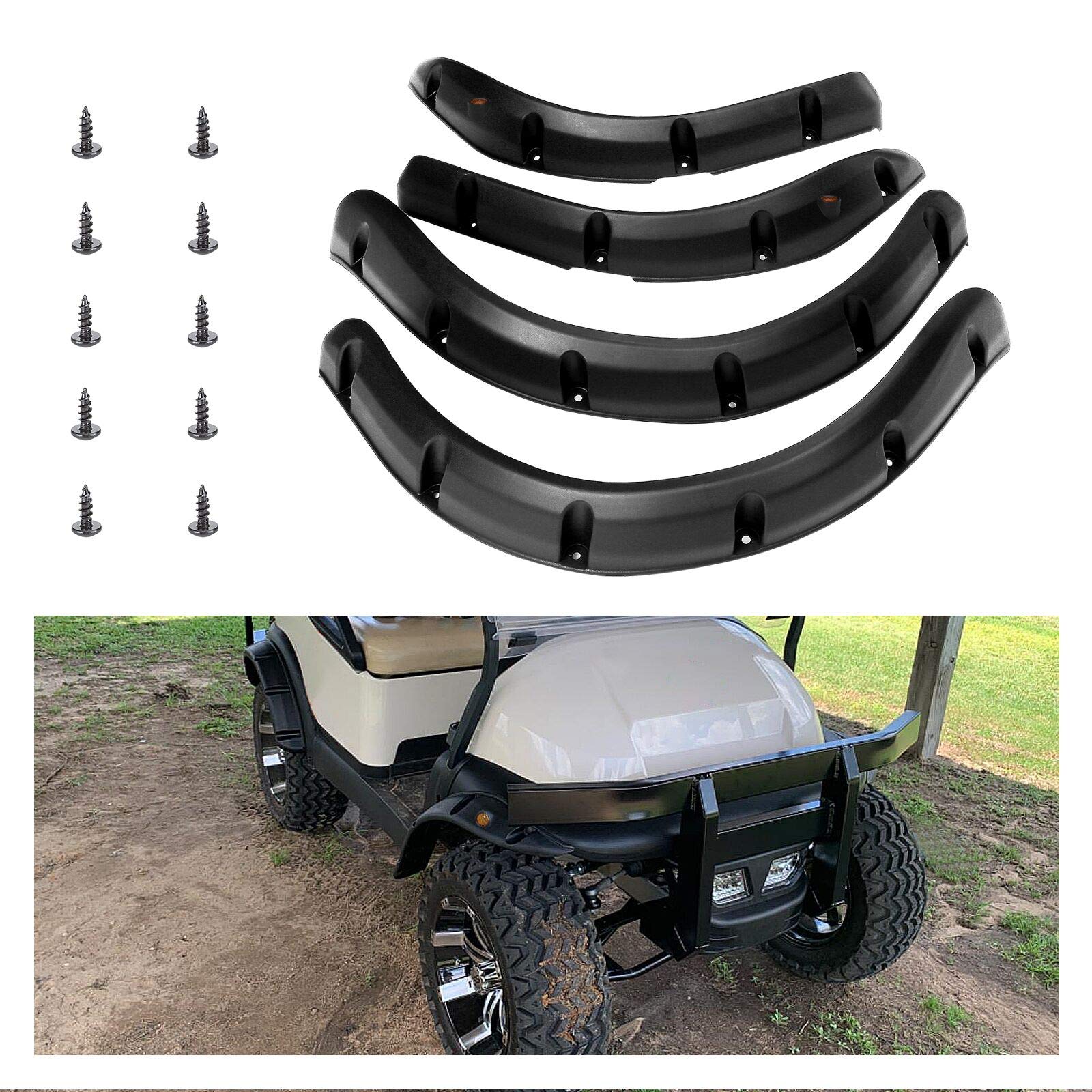 10l0l golf cart standard fender flares front and rear for club car precedent golf carts with metal hardware (set of 4)
