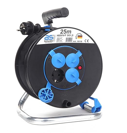 as - Schwabe Kabeltrommel, 25m Kabel, mit Schutzkappen, 16a, 10118