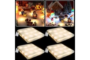 Kittmip 4 Pcs Pre Lit Christmas Snow Blanket with LED Lights Holiday Lighted Table Runner Christmas Village Accessories LED Fake Snow Decoration for Village Display, 59 x 16 (Warm Light)