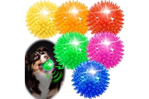 Ousiya 6 Pack 2.5" Light Up Squeaky Dog Balls, Spiky Dog Toy Balls for Puppy Small,Medium Dogs