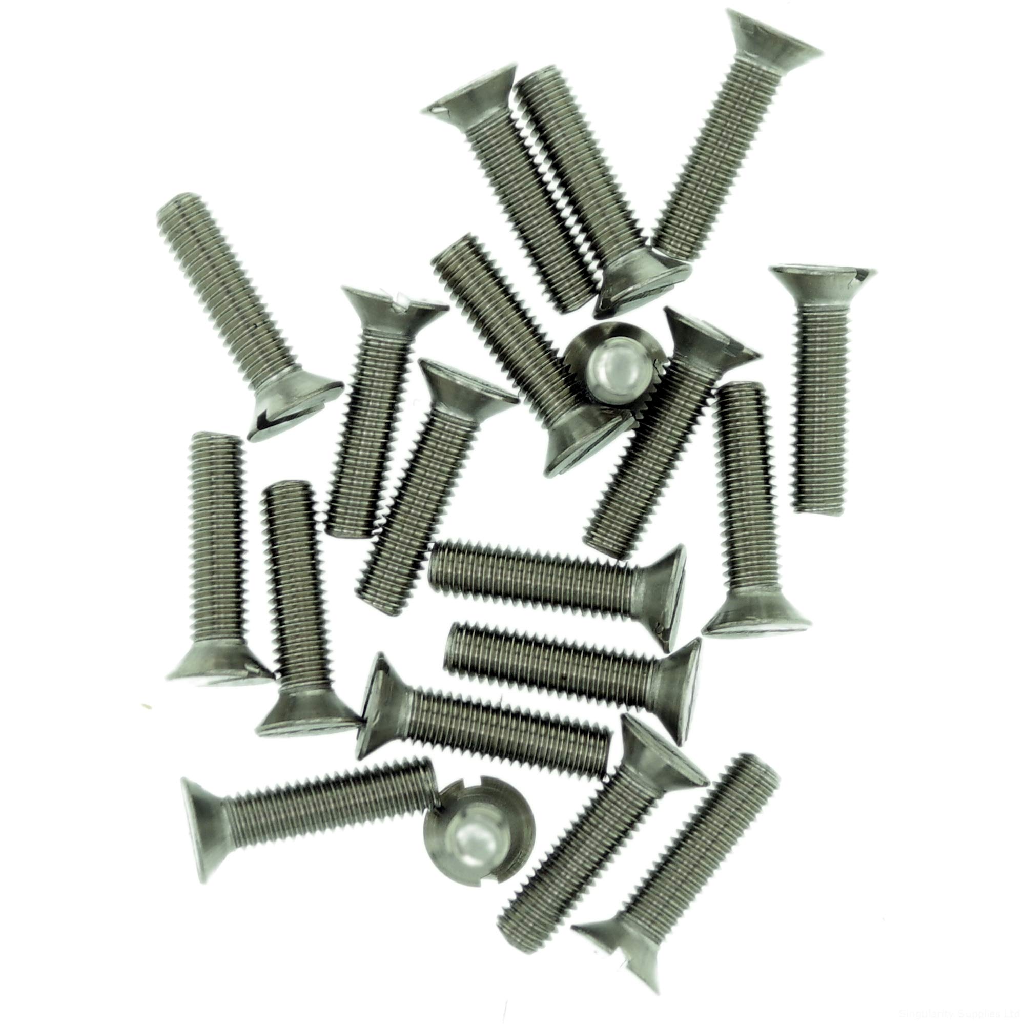 M8 (8mm x 10mm) Slot Countersunk Machine Screw (Bolt) - Stainless Steel (A2) (Pack of 20)