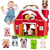 EnAuRoL Big Red Barn Toys for 3 Years Old Boys Girls, Educational Montessori Toys with 10 Farm Animal Finger Puppets Christmas Birthday Gift for Toddler Baby Boys Girls 3-5 Years